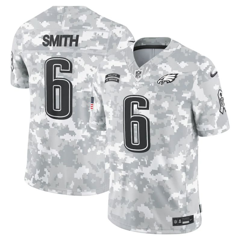 Men Philadelphia Eagles 6 Smith Nike Arctic Camo 2024 Salute to Service Limited NFL Jersey
